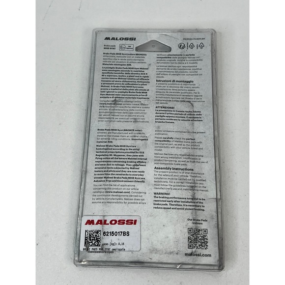 Malossi MHR Synt Brake Pads Scooter Motorcycle Pads 6215017BS New - Picture 4 of 5